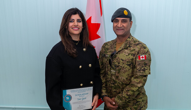 Scholarship recipient with a Canadian Armed Forces member